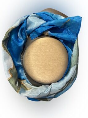 Blue Vintage Watercolour Tropical Silk Scarf